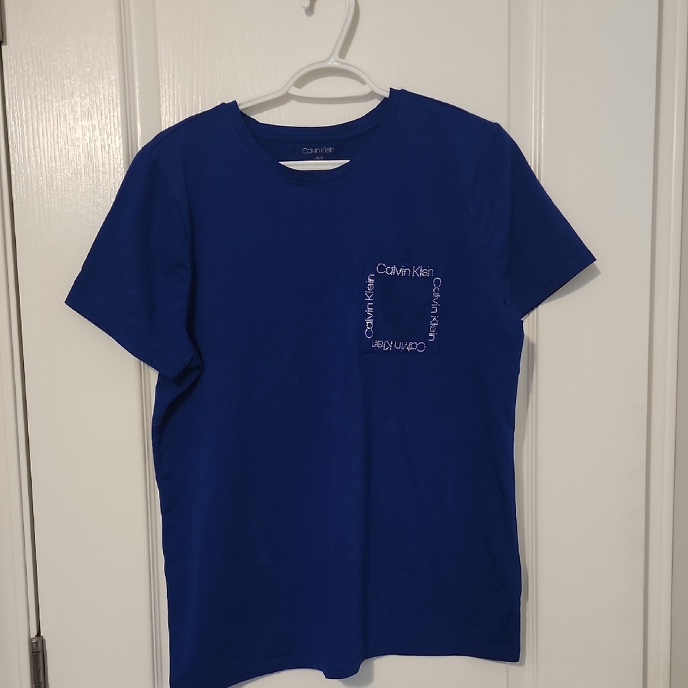 Calvin Klein Boys Cobalt Blue Logo Pocket Tee
